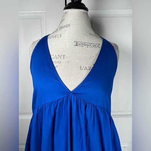 Anthropologie LACAUSA Blue T-Strap Maxi Dress With Pockets Size Small - Picture 4 of 7